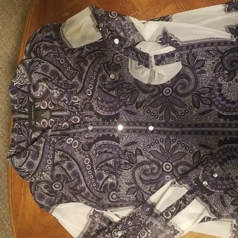 INC black western inspired Extra Large long sleeve top